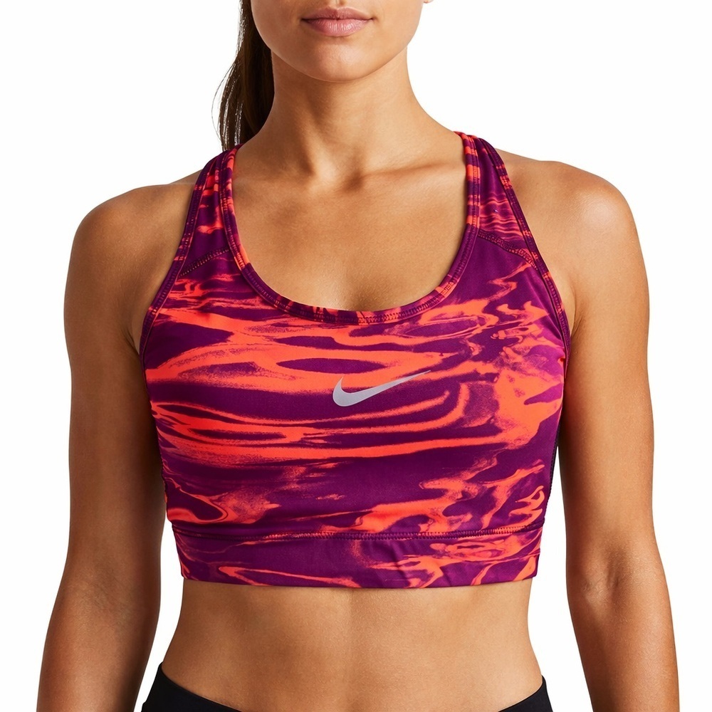Nike Dry-Fit Sport Bra Top Racer Back Scoop Neck Colour Design Orange Purple L